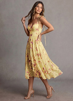 Harmony Light Yellow Midi Dress image2