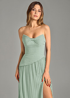Azazie Becka Bridesmaid Dresses Agave A-Line Strapless Chiffon Dress image6