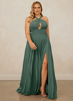 Christian Siriano Bridal for Azazie 1009 Bridesmaid Dresses Sea Moss A-Line Pleated Chiffon Dress image9