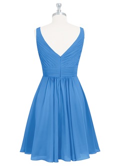 Azazie Grace Jurken voor bruidsmeisjes Jurk van Chiffon met A-Lijn Geplooid Blauwe Gaai image8