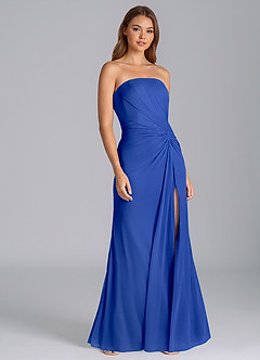 Azazie Mariya Final Sale Royal Blue Mermaid Strapless Mesh Dress image4