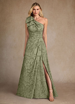 Azazie Easton Kleider für die Brautmutter Ballkleid One-Shoulder Blumen-Burnout Kleid Pistazie image1