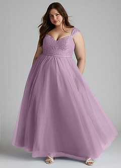Azazie Luxi Bridesmaid Dresses Wisteria A-Line Pleated Tulle Dress image6