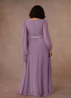 Azazie Priyanka Abiti per la Madre della Sposa Abito A-Line in Chiffon Plissettato con Scollo a Barca Glicine image4