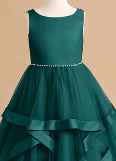 Azazie Posy Flower Girl Dresses Peacock A-Line Beaded Tulle Dress image5