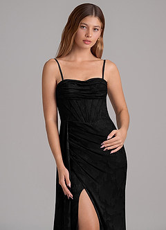 Azazie Amyra 신부 들러리 드레스 인어 오프 더 숄더 플로럴 번아웃 바닥 길이 드레스 image2