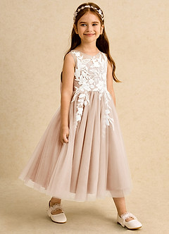 Azazie Sundae Flower Girl Dresses English Rose Ball-Gown Lace Dress image4