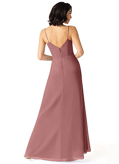 Azazie Aubrielle Bridesmaid Dresses Desert Rose A-Line Pleated Chiffon Dress image2