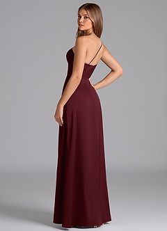 Azazie Trina Abiti da Damigella Abito A-Line in Raso Elasticizzato Monospalla Cabernet image6