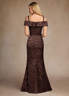 Azazie Canton Mother of the Bride Dresses Ganache Mermaid Off the Shoulder Floral Burnout Dress image4