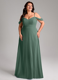 Azazie Marley Bridesmaid Dresses Sea Moss A-Line Off the Shoulder Chiffon Convertible Dress image13