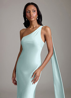 Azazie Galinda Brudtärnklänningar Klä av Sjöjungfru i Stretch Satin Ena axeln Havsglas image3