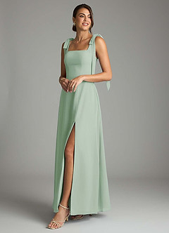 Azazie Debra Bridesmaid Dresses Agave A-Line with Pockets Chiffon Convertible Dress image8