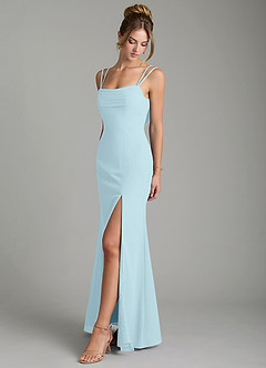 Azazie Egypt Bridesmaid Dresses Cloud Blue Sheath Sweetheart Neckline Chiffon Dress image4