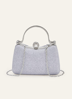 front Glittery Pleated Knot Clutch