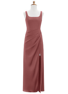 Azazie Mero Junior Amethyst Mermaid Pleated Stretch Satin Dress image6