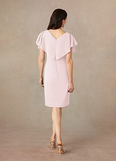 Azazie Julia Mother of the Bride Dresses Blushing Pink Sheath V-Neck Pleated Chiffon Dress image4