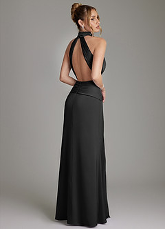 Azazie Gracelynn Kleider zum Anprobieren zu Hause Etui Plissee Stretch-Satin Kleid Schwarz image9