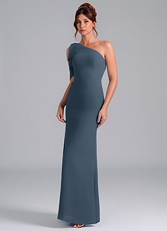 Azazie Rinna Bridesmaid Dresses Neptune Mermaid One Shoulder Chiffon Dress image3