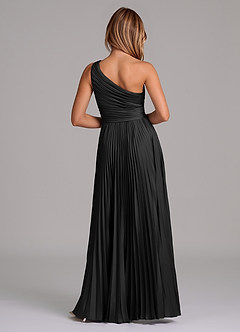 Azazie Lyrica Bridesmaid Dresses Black A-Line One Shoulder Stretch Satin Dress image8