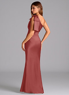 Azazie Yuanna Suknie dla druhen Syrena Jedno ramię Satyna elastyczna Do ziemi Sukienka image6