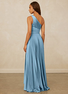 Christian Siriano Bridal for Azazie 1008 Robes de demoiselle d'honneur Robe Trapèze en Satin extensible Ue épaule Acier Bleuté image2