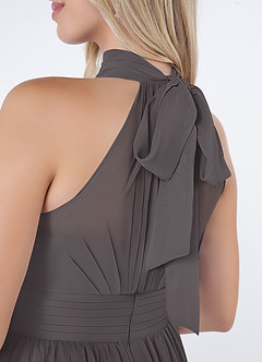Azazie Iman Bridesmaid Dresses Steel Grey A-Line A-Line Ruched Chiffon Dress image7