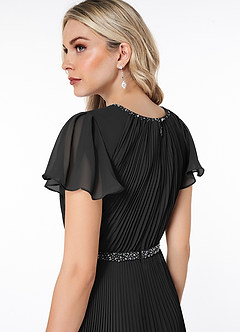 Azazie Kara Modest Bridesmaid Dresses A-Line Pleated Chiffon Floor-Length Dress image6