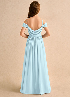 Azazie Shia Girls Formal Robe Demoiselle D'honneur Fillette Robe Trapèze en Mousseline de soie Épaules dénudées Bleu Nuage image2