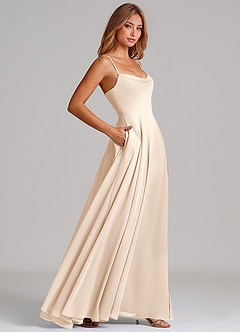 Azazie Elle Bridesmaid Dresses White Alabaster A-Line Pleated Chiffon Dress image5