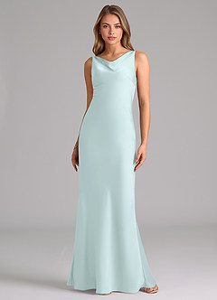 Azazie Allettie Bridesmaid Dresses Sea Glass Mermaid Stretch Satin Dress image6