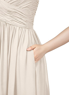 Azazie Angie Bridesmaid Dresses White Alabaster A-Line Corset Chiffon Dress image14