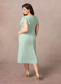 Azazie Vera Mother of the Bride Dresses Agave A-Line V-Neck Pleated Mesh Dress image8