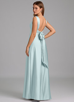 Azazie Beatrice 신부 들러리 드레스 A라인 스윗하트 네크라인 스트레치 새틴 바닥 길이 드레스 image2