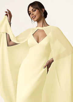 front Azazie Knot-Front Chiffon Long Cape
