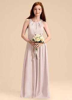 Azazie Bibiane Junior Jurk van Stretch Satijn met A-Lijn Geplooid Blozend Roze image4