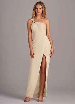 Azazie Tatianna Jurken voor thuis passen Jurk van Chiffon met Kolom One-Shoulder Stoffige Salie image3