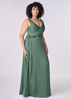 Barbie ♥ Azazie Final Sale Barbie Pink A-Line Bow Stretch Satin Dress image8