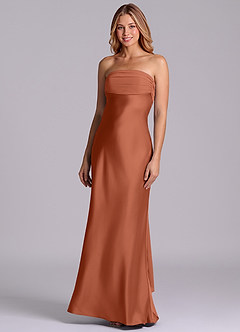 Azazie Ailanie Bridesmaid Dresses Cedar Rose Sheath Strapless Stretch Satin Dress image1