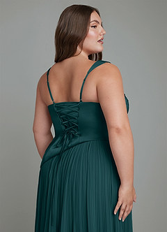 Azazie Stephanie Bridesmaid Dresses Pine A-Line Pleated Stretch Satin Dress image12