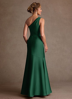 Azazie Haifa Mother of the Bride Dresses Dark Green Mermaid One Shoulder Stretch Satin Dress image2