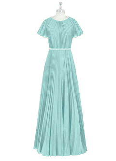 Azazie Kara Bescheidene Brautjungfernkleider A-Linie Plissee Chiffon Bodenlänge Kleid image13