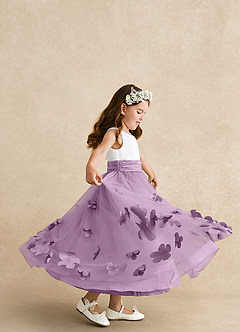 Azazie Vi Flower Girl Dresses Wisteria A-Line Sleeveless Tulle Dress image2