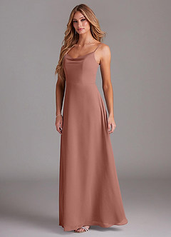 Azazie Daenerys Bridesmaid Dresses Cedar Rose A-Line Cowl Chiffon Dress image4
