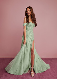 Barbie ♥ Azazie Wedding Dresses Dusty Sage A-Line Sequins Tulle Dress image2