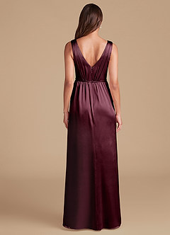 Azazie Tanicia Final Sale Cabernet A-Line Pleated Metallic Satin Dress image6