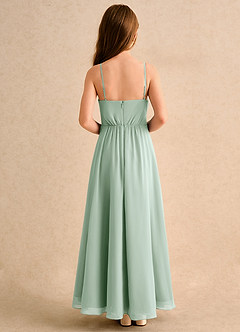 Azazie Twilight Dance Junior Formal Abiti da Ragazza di Fiori Abito A-Line in Chiffon Plissettato Agave image2