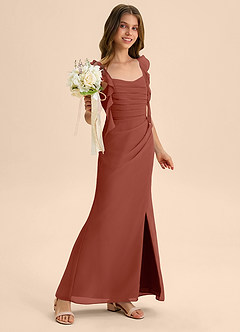 Azazie Jessamine Junior Auburn Mermaid Sweetheart Neckline Chiffon Dress image4