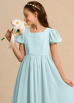 Azazie Joss Flower Girl Dresses Mist A-Line with Sleeves Chiffon Dress image13
