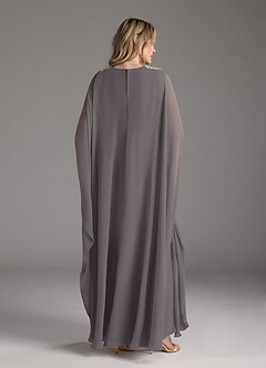 Azazie Drew vestidos de madre de la novia Vestido de Gris Acero de Gasa de Corte En A con Plisado image5